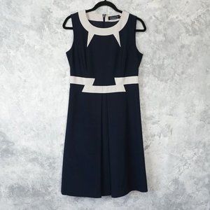 Magaschoni Navy Blue & White Sleeveless Dress